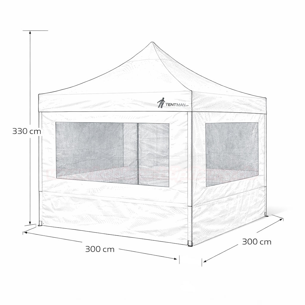 3x3m Faltzelt mit Seitenteilen