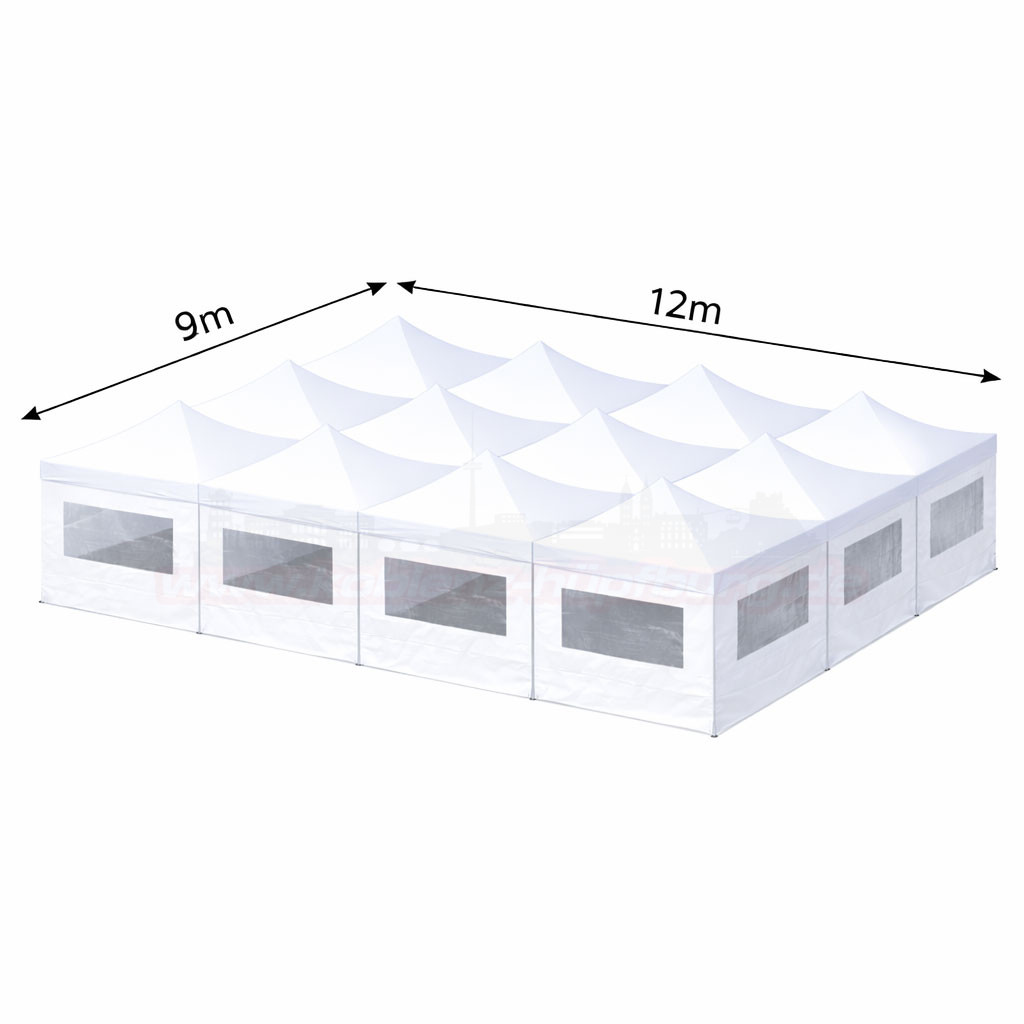 9x12m Faltzelt mit Seitenteilen