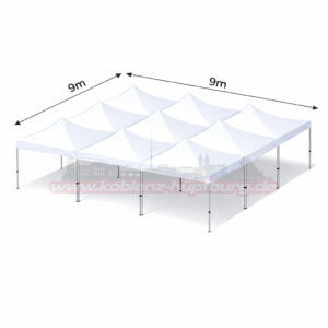 9x9m Abbildung Faltzelte Seitenansicht