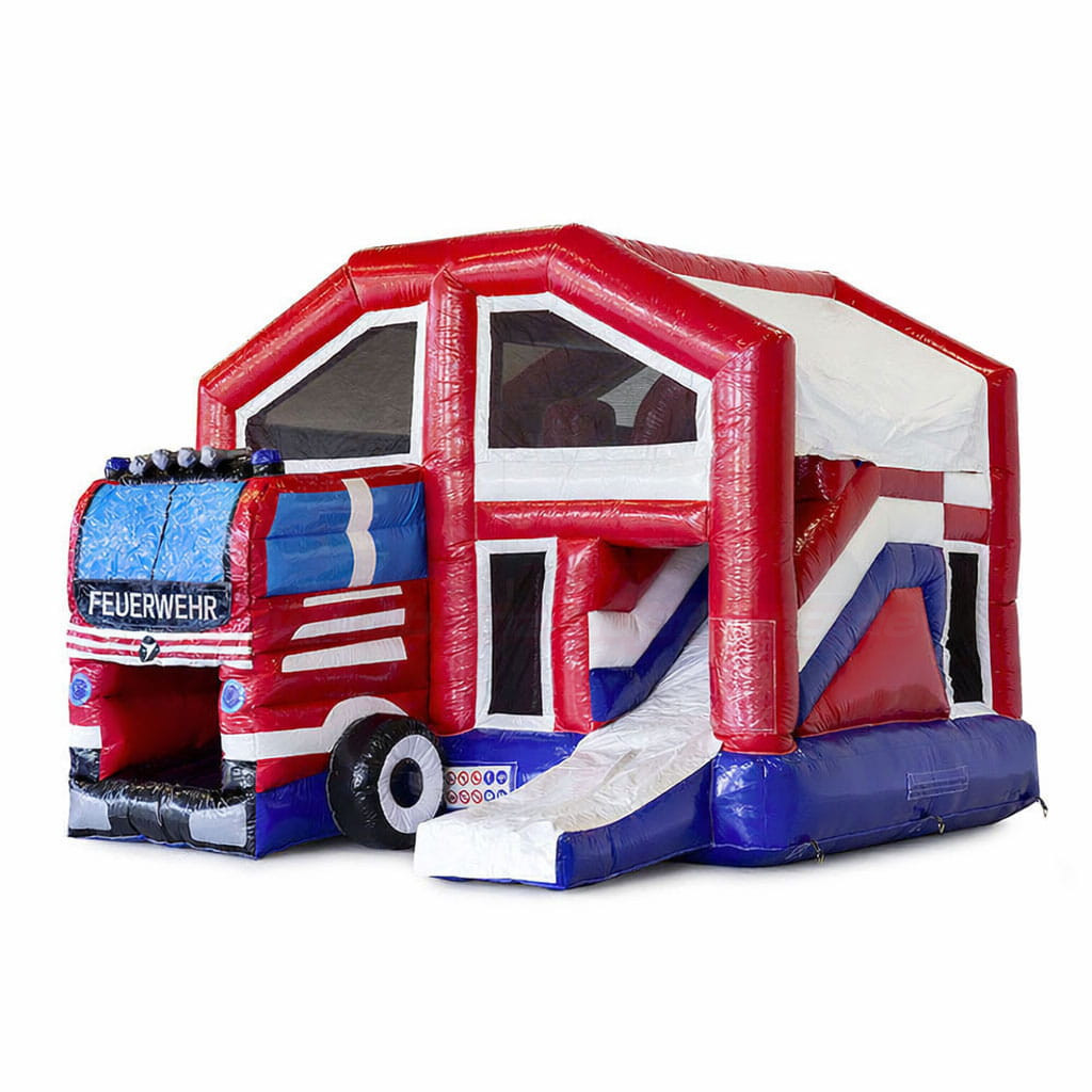 Hüpfburg JB Feuerwehr Multiplay mit Dach 01