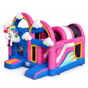 Hüpfburg Multi Einhorn mit Rutsche
